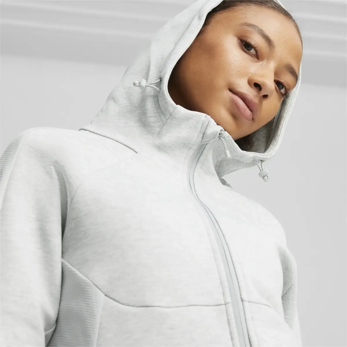 Puma EVOSTRIPE FZ Hoodie Gri Kadın Sweatshirt