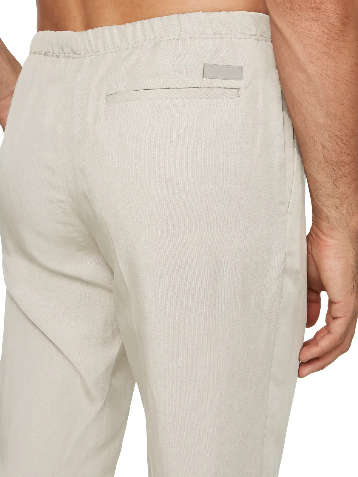 Calvin Klein PEACHED LINEN TWILL Erkek Krem Kumaş Pantolon