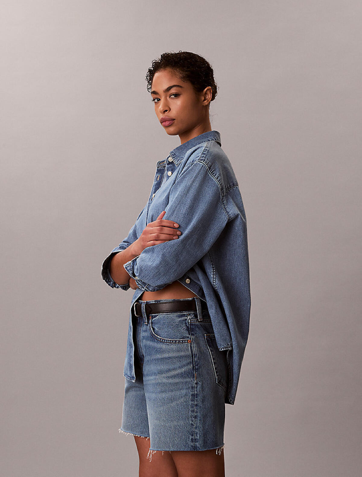 Calvin Klein OVERSIZED SHIRT VINT, NLR, XXS Mavi Kadın Gömlek