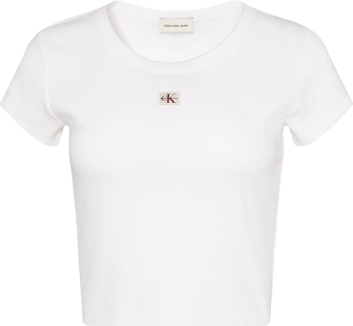 Calvin Klein A- WOVEN LABEL 2X2 RIB BABY TEE Beyaz Kadın T-Shirt Calvin Klein A- WOVEN LABEL 2X2 RIB BABY TEE Beyaz Kadın T-Shirt
