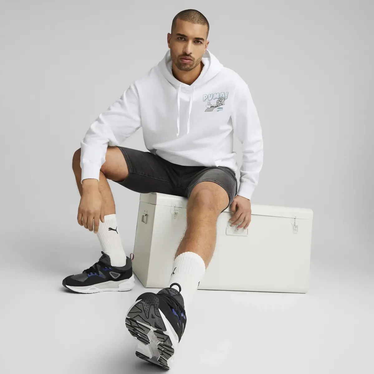 Puma Downtown Graphic Hoodie Beyaz Erkek Hoodie