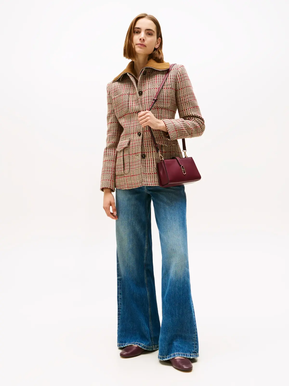 Tommy Hilfiger SMOOTH LEATHER MARYJ, H04 Bordo Kadın Babet