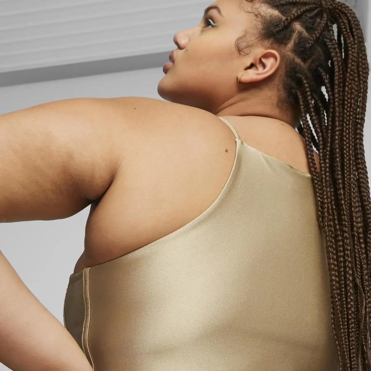 Puma T7 Shiny Crop Top Bej Kadın T-Shirt