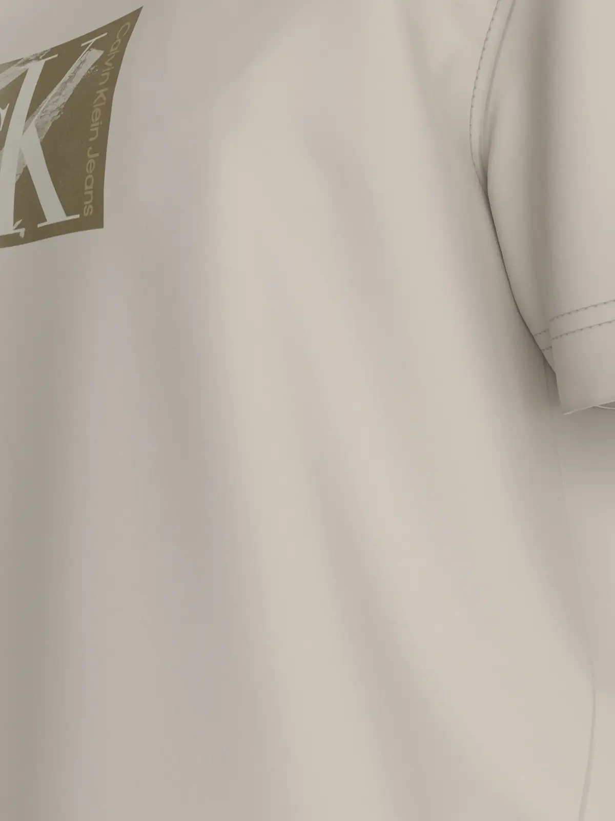 Calvin Klein SMALL CK BOX TEE, PDH Krem Erkek T-Shirt & Polo