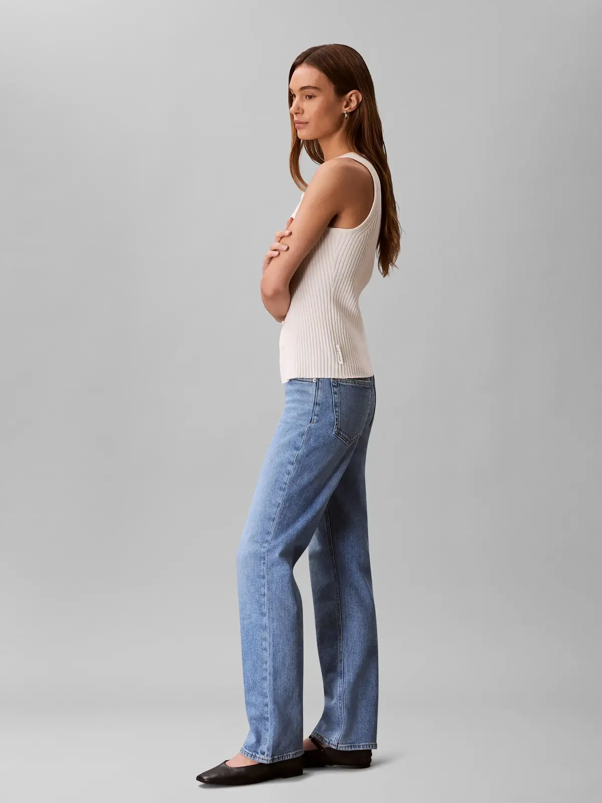 Calvin Klein HIGH RISE STRAIGHT NASSAU Mavi Kadın Jeans