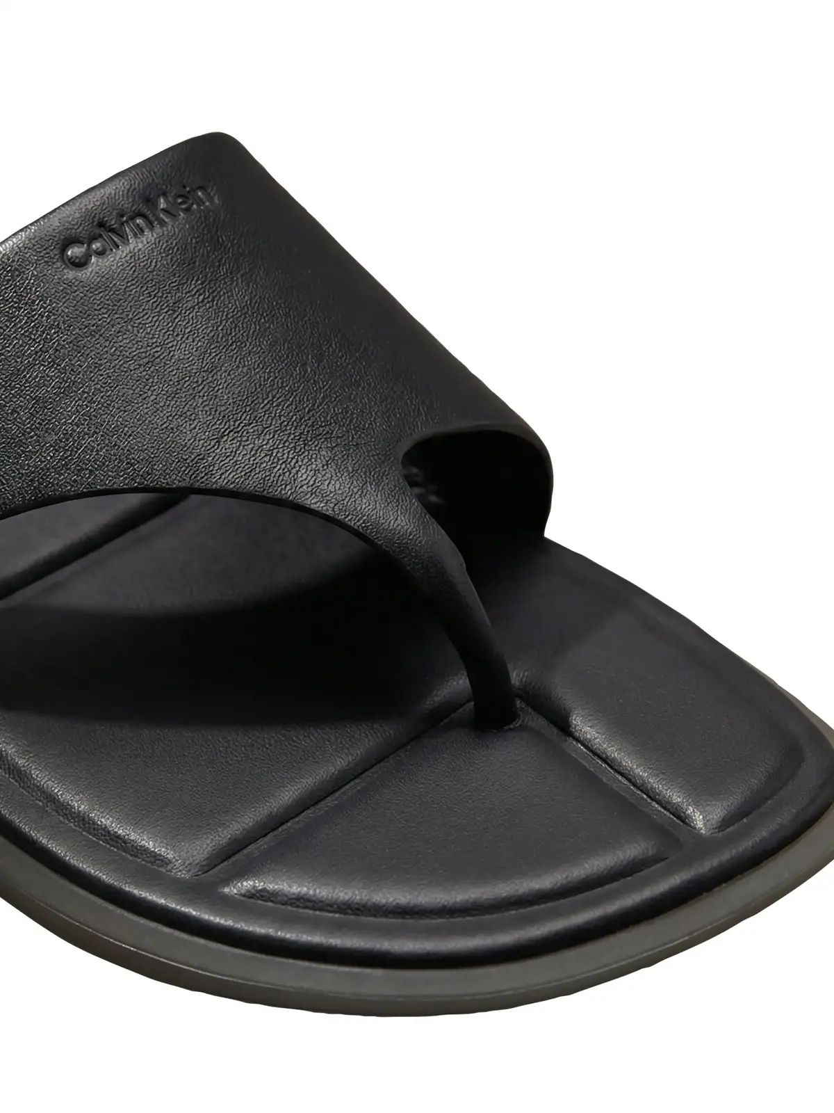 FLAT SANDAL THONG LT, Kadın Siyah Deri Kare Burunlu Parmak Arası Sandalet