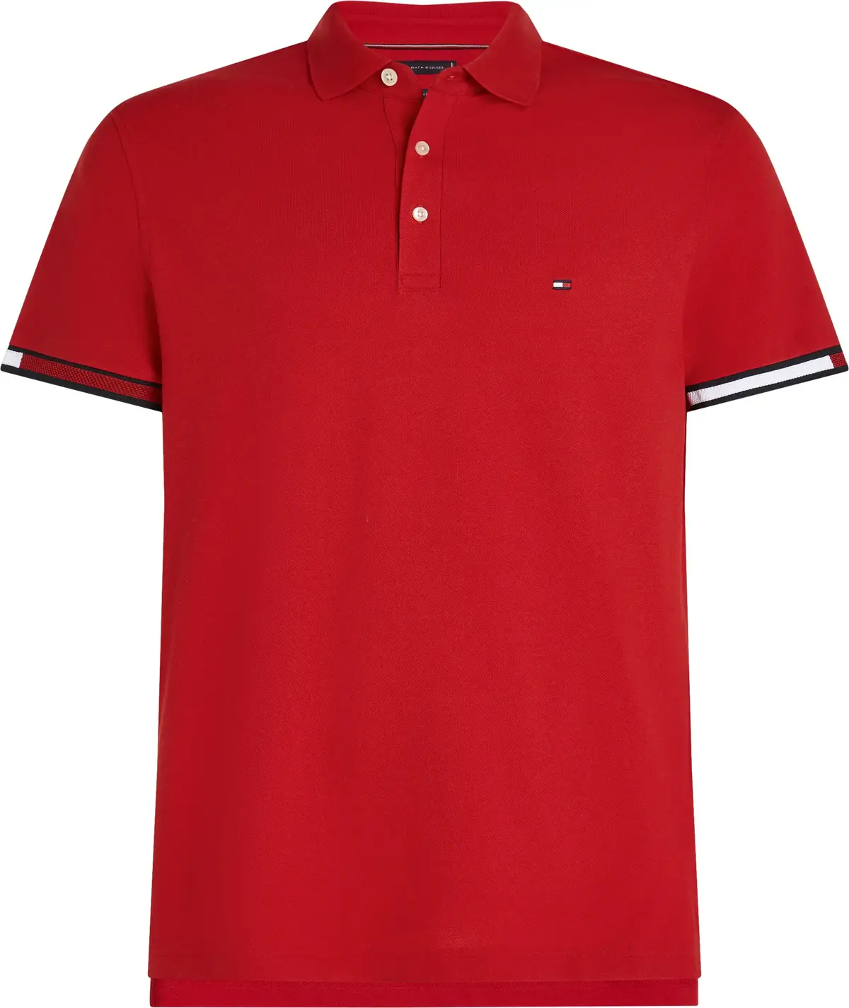 Tommy Hilfiger FLAG CUFF SLIM POLO, XLD Kırmızı Erkek T-Shirt & Polo