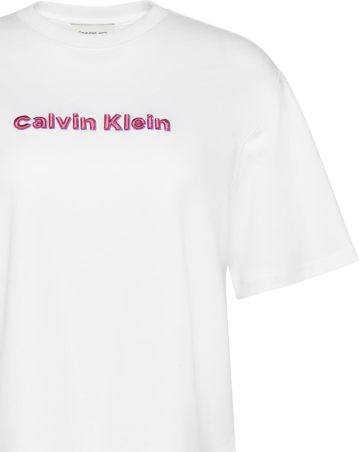 Calvin Klein SS 2 TONE 3D EMBROIDERY LOGO TEE Beyaz Kadın T-Shirt Calvin Klein SS 2 TONE 3D EMBROIDERY LOGO TEE Beyaz Kadın T-Shirt
