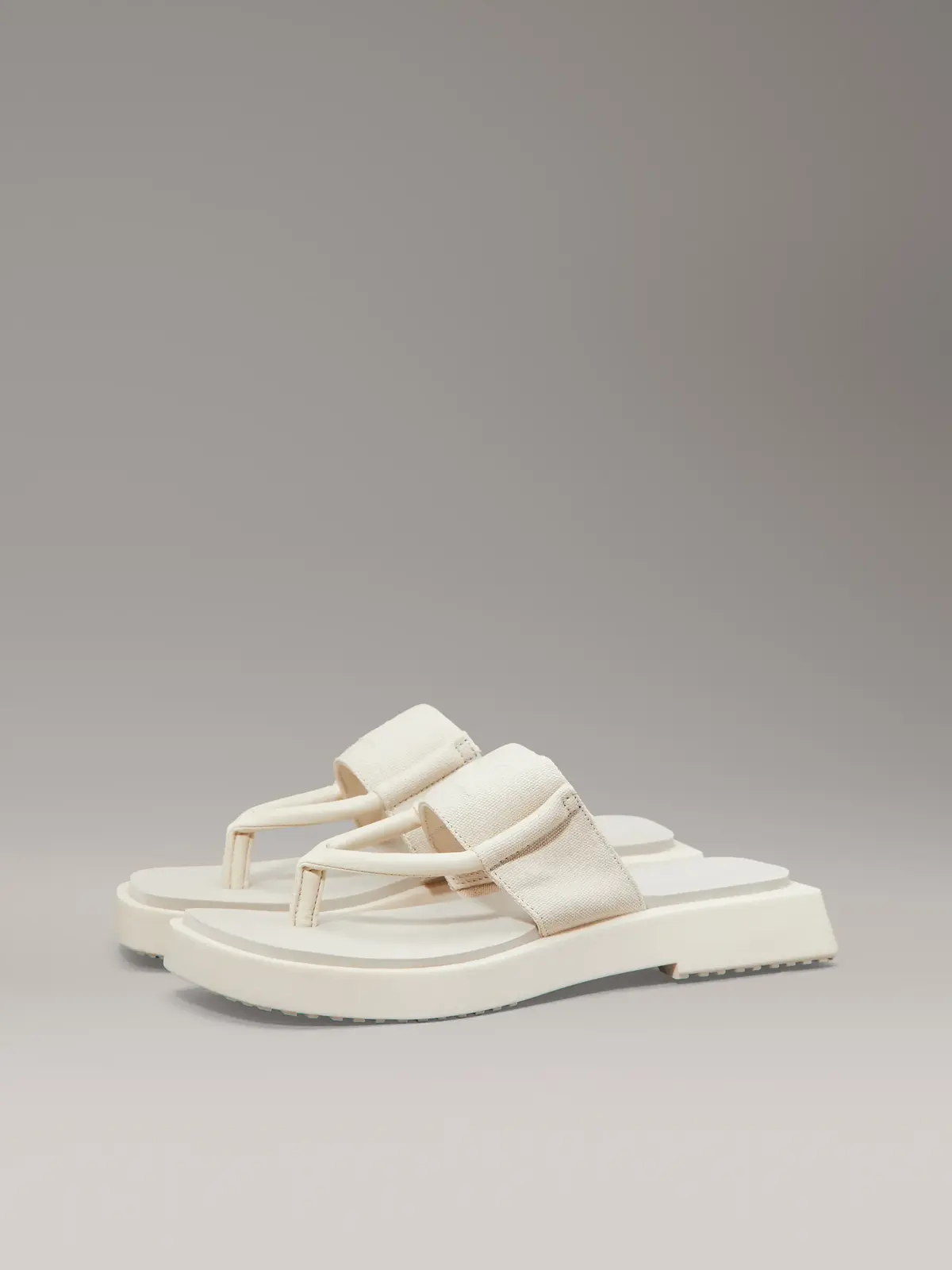 Calvin Klein SQ LOW WEDGE SANDAL, AEO Krem Kadın Terlik