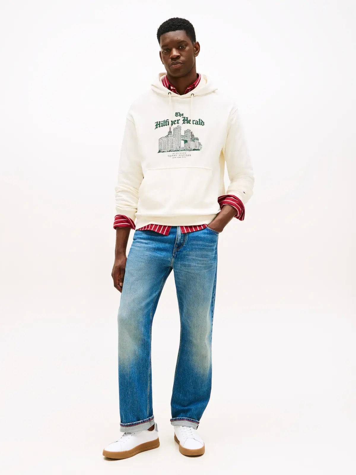 Tommy Hilfiger HERALD SKYLINE HOODY, Z00 Krem Erkek Hoodie