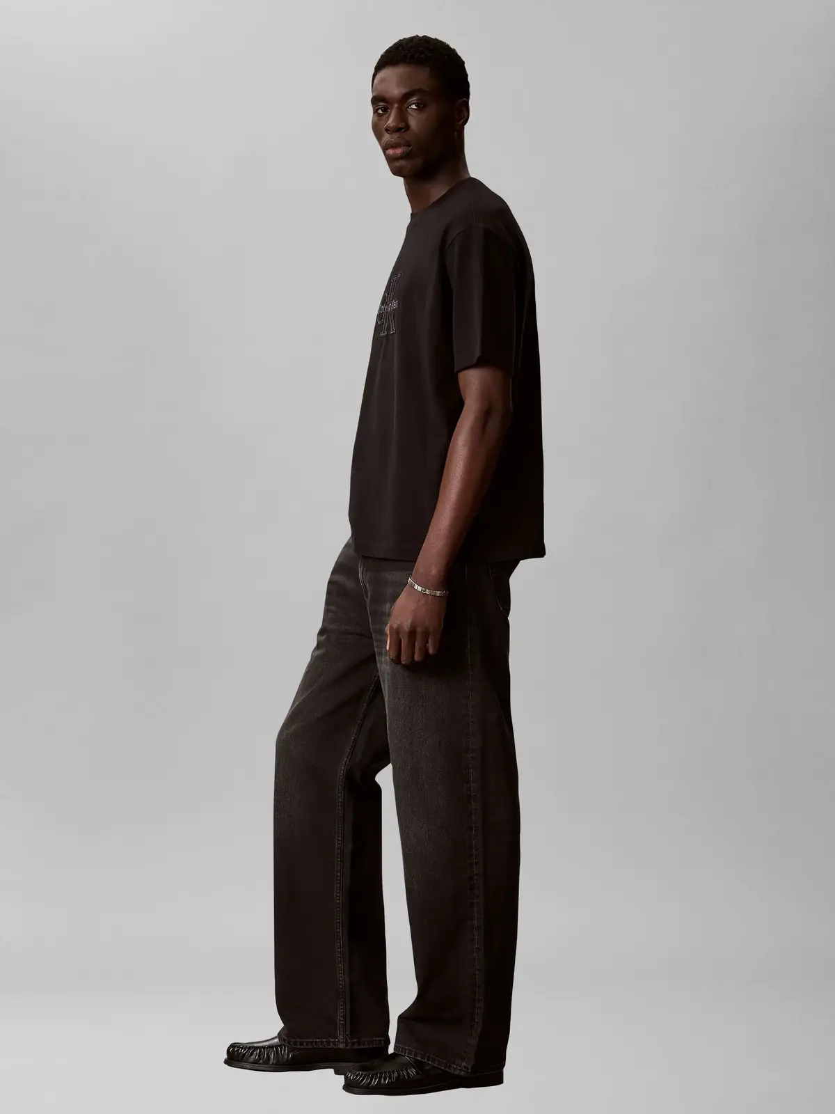 Calvin Klein SS 16S LINEN APPLIQU, UB1 Siyah Erkek T-Shirt
