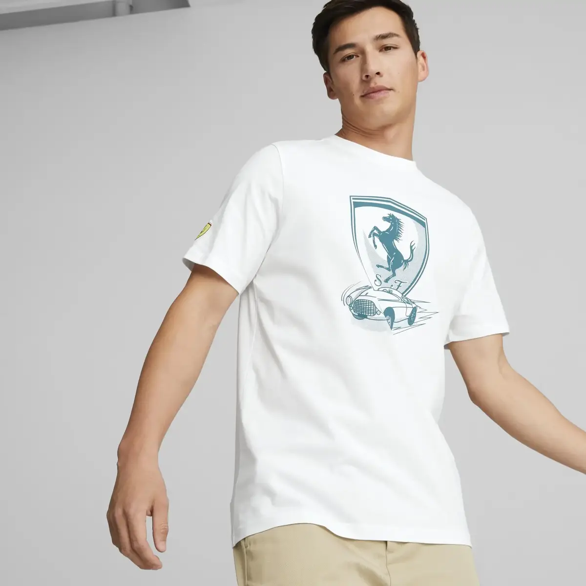 Puma Ferrari Race Big Shield Tee Beyaz Erkek/Unisex T-Shirt