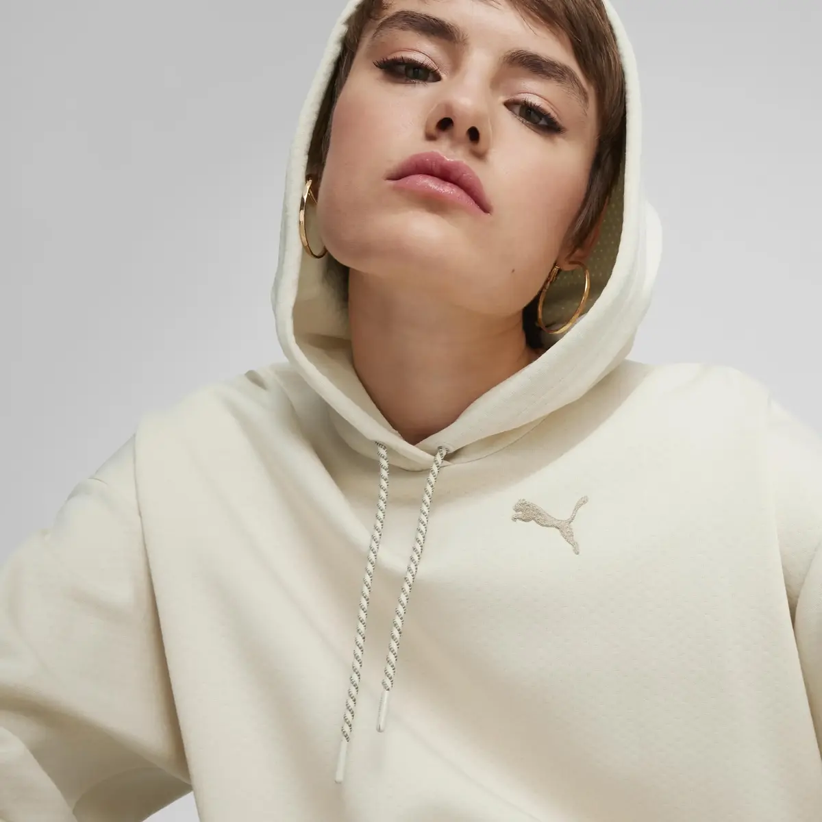 Puma CLASSICS Oversized Hoodie Kırık Beyaz Kadın Hoodie