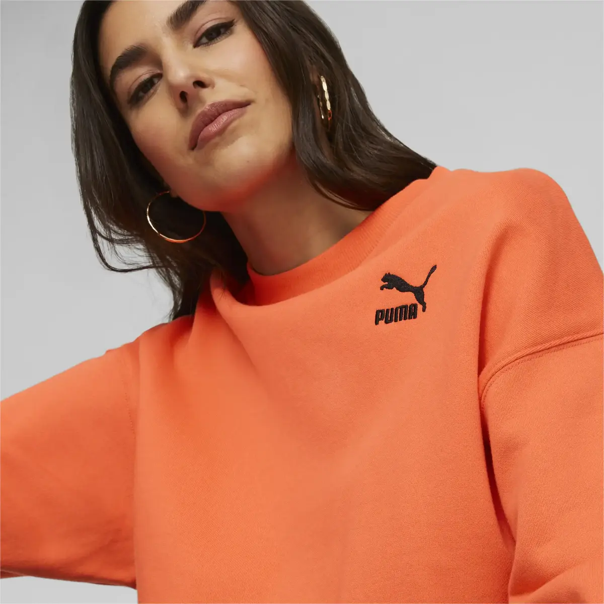 Puma CLASSICS Oversized Crew Turuncu Kadın Sweatshirt