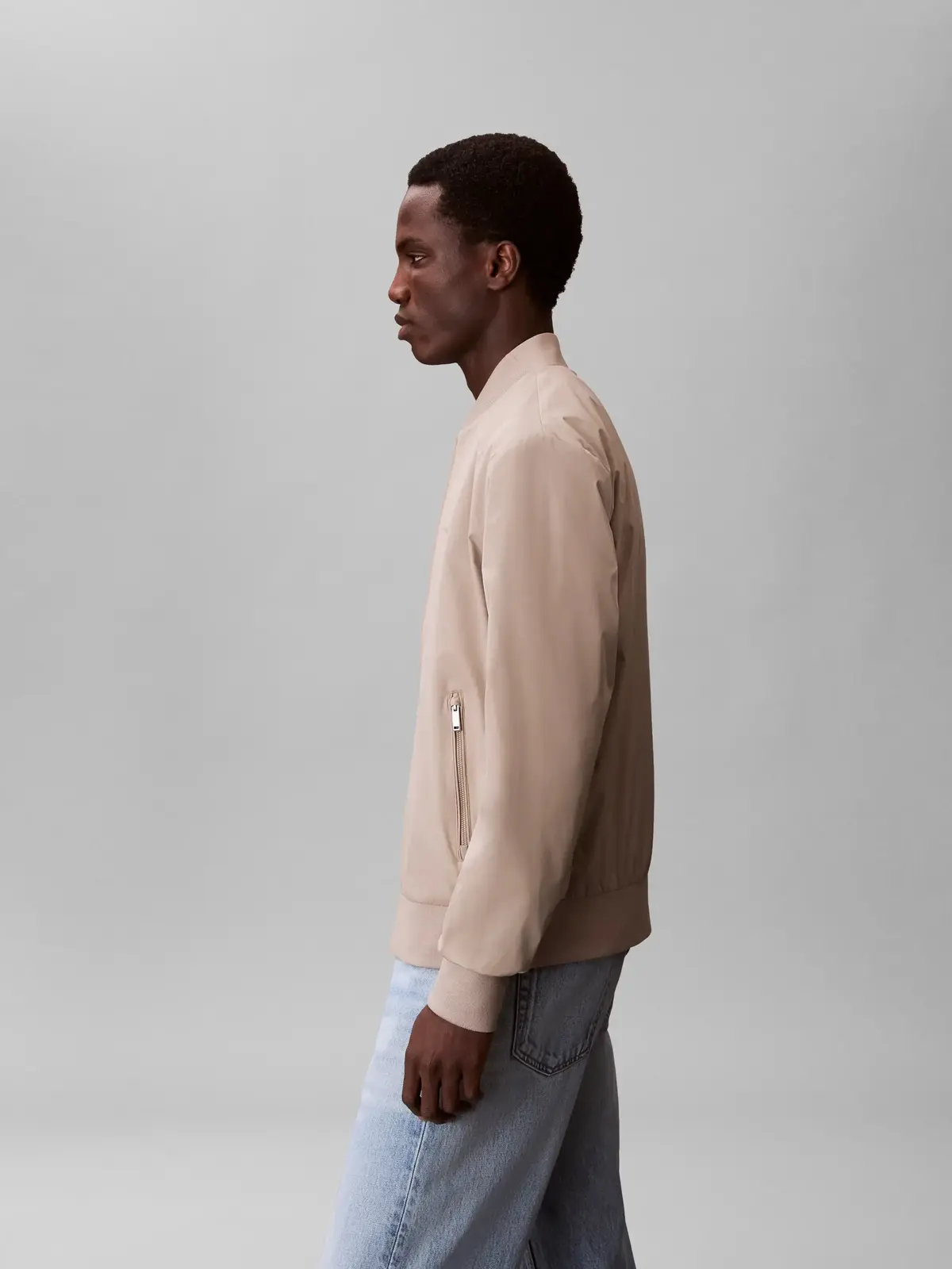 Calvin Klein LS MATTE BOMBER JACK Bej Erkek Fermuarlı Ceket
