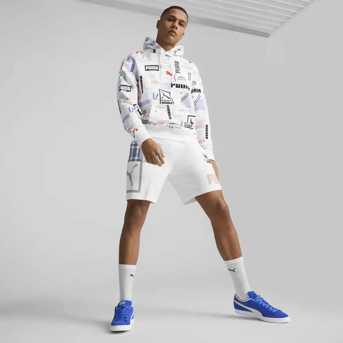 Puma CLASSICS GEN. AOP Hoodie TR Beyaz Erkek/Unisex Hoodie