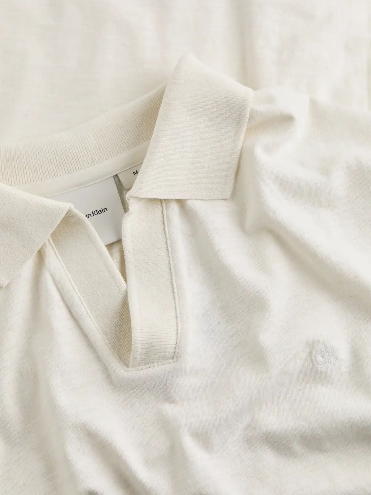 Calvin Klein LINEN COTTON CUBAN C, YAS Krem Erkek T-Shirt & Polo
