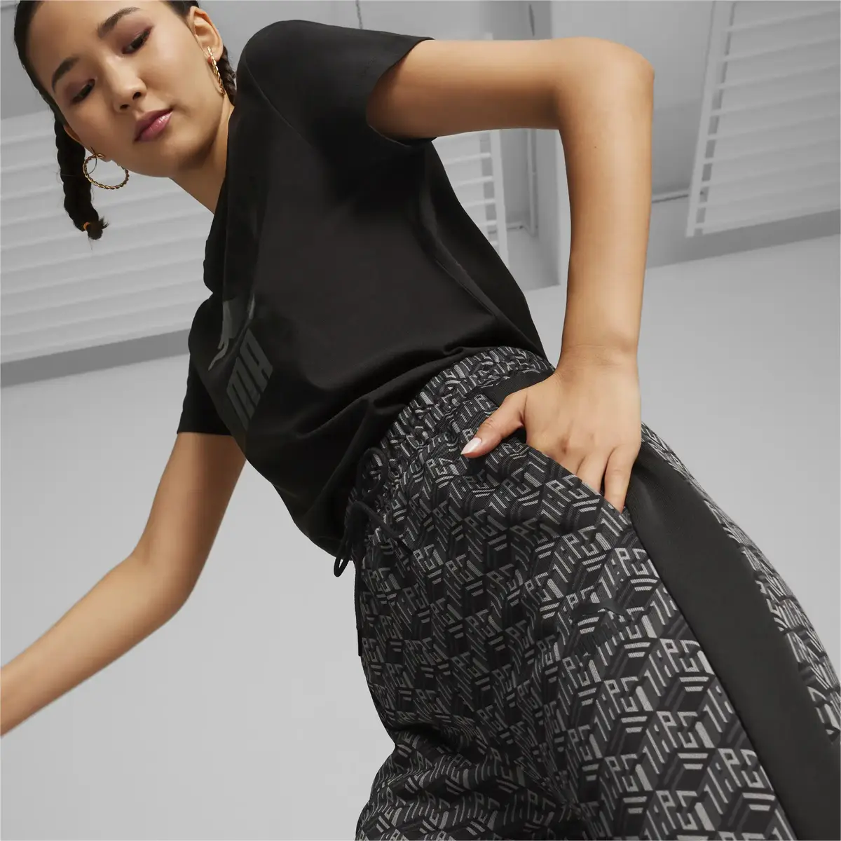 Puma T7 AOP Straight Leg Track Pants Siyah Kadın Eşofman Altı