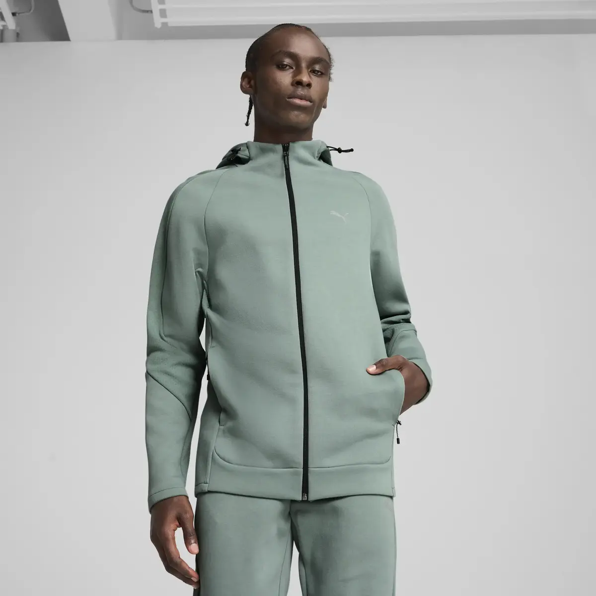 PUMA EVOSTRIPE Full-Zip Hoodie Yeşil Erkek Fermuarlı Ceket