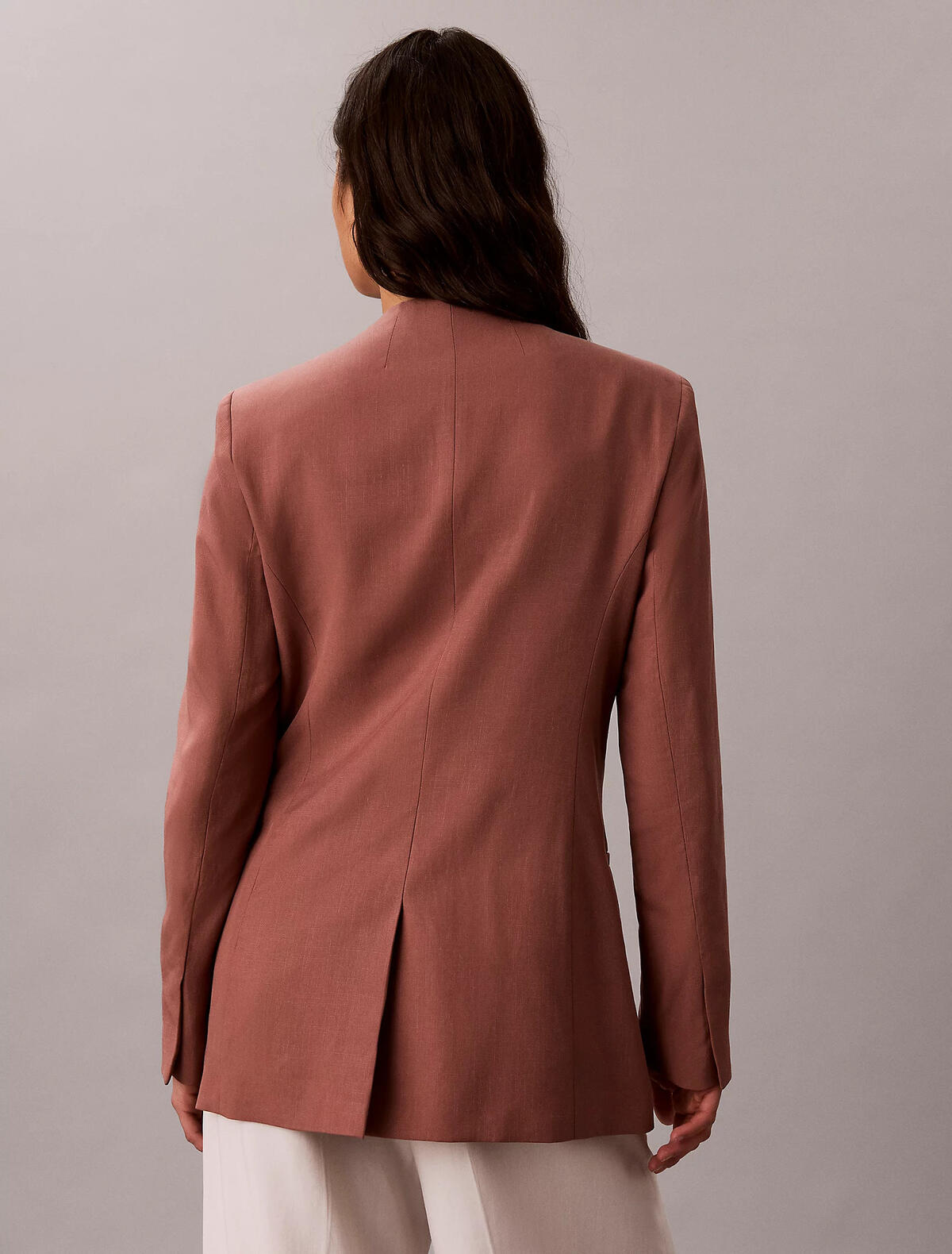 Calvin Klein LINEN BLAZER, 41J, 4 Kadın Kiremit Blazer