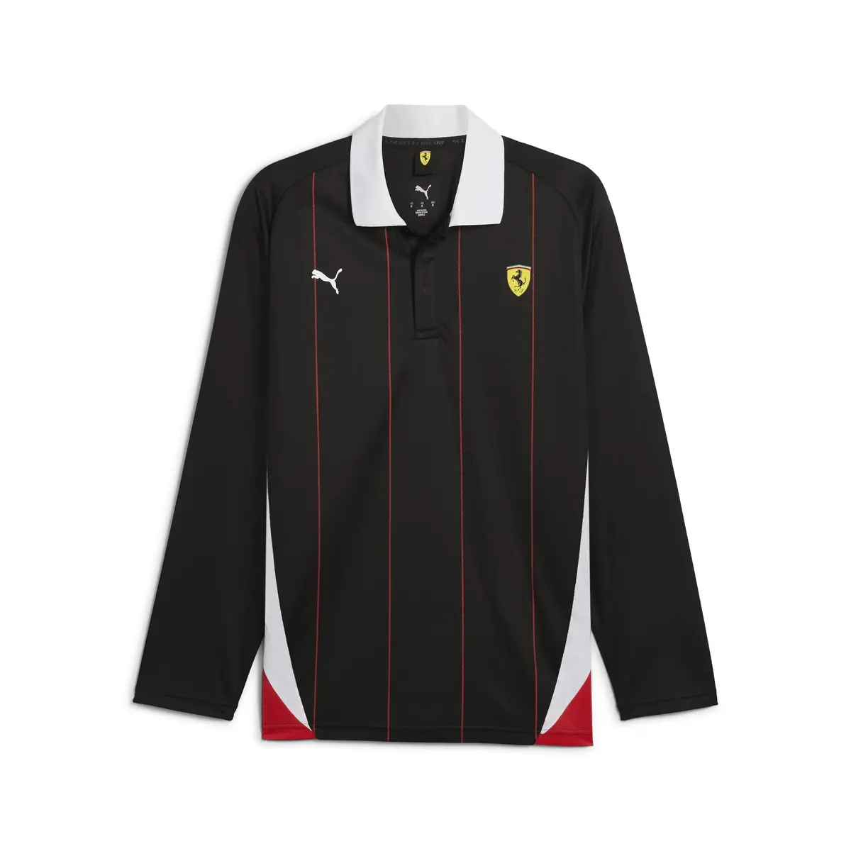 PUMA Ferrari Race Jersey LS Polo Siyah Erkek Polo T-Shirt