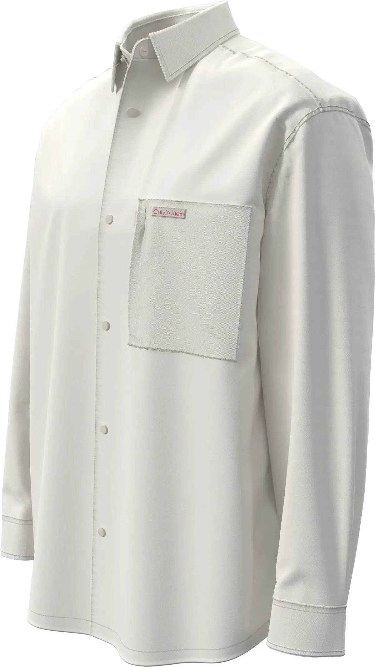 Calvin Klein LS COTTON NYLON RLXD SHIRT JACKE Beyaz Erkek Tişört