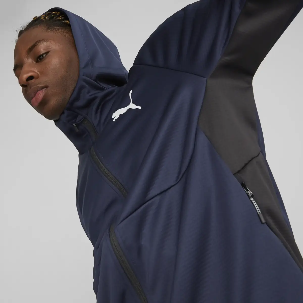 Puma EVOSTRIPE Full-Zip Hoodie Lacivert Erkek Hoodie