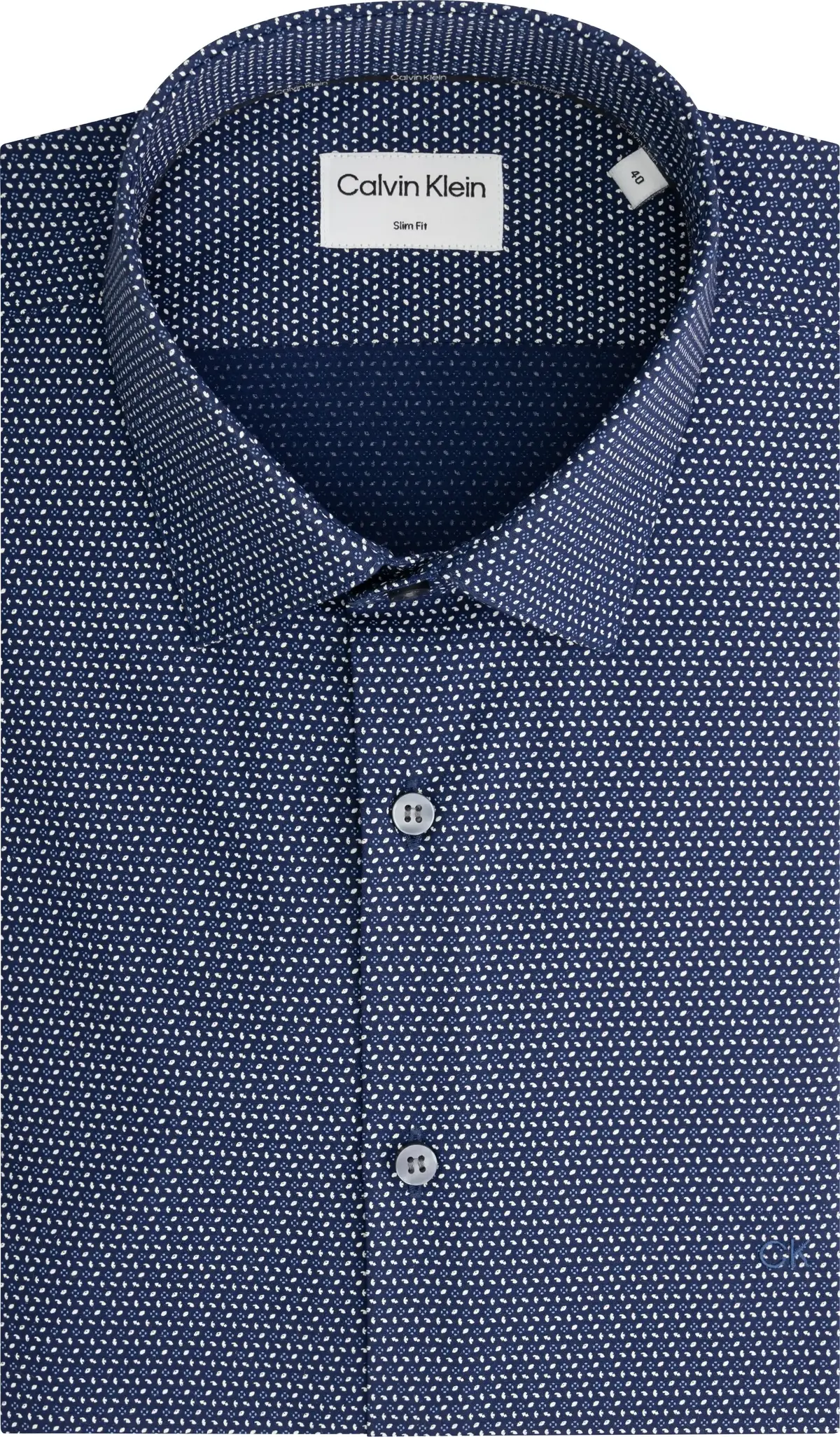 Calvin Klein MINI LEAVES PRINT SL Erkek Lacivert Gömlek
