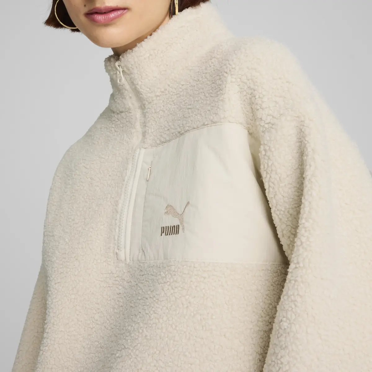 Puma CLASSICS Winterized Half-Zip Kırık Beyaz Kadın Sweatshirt