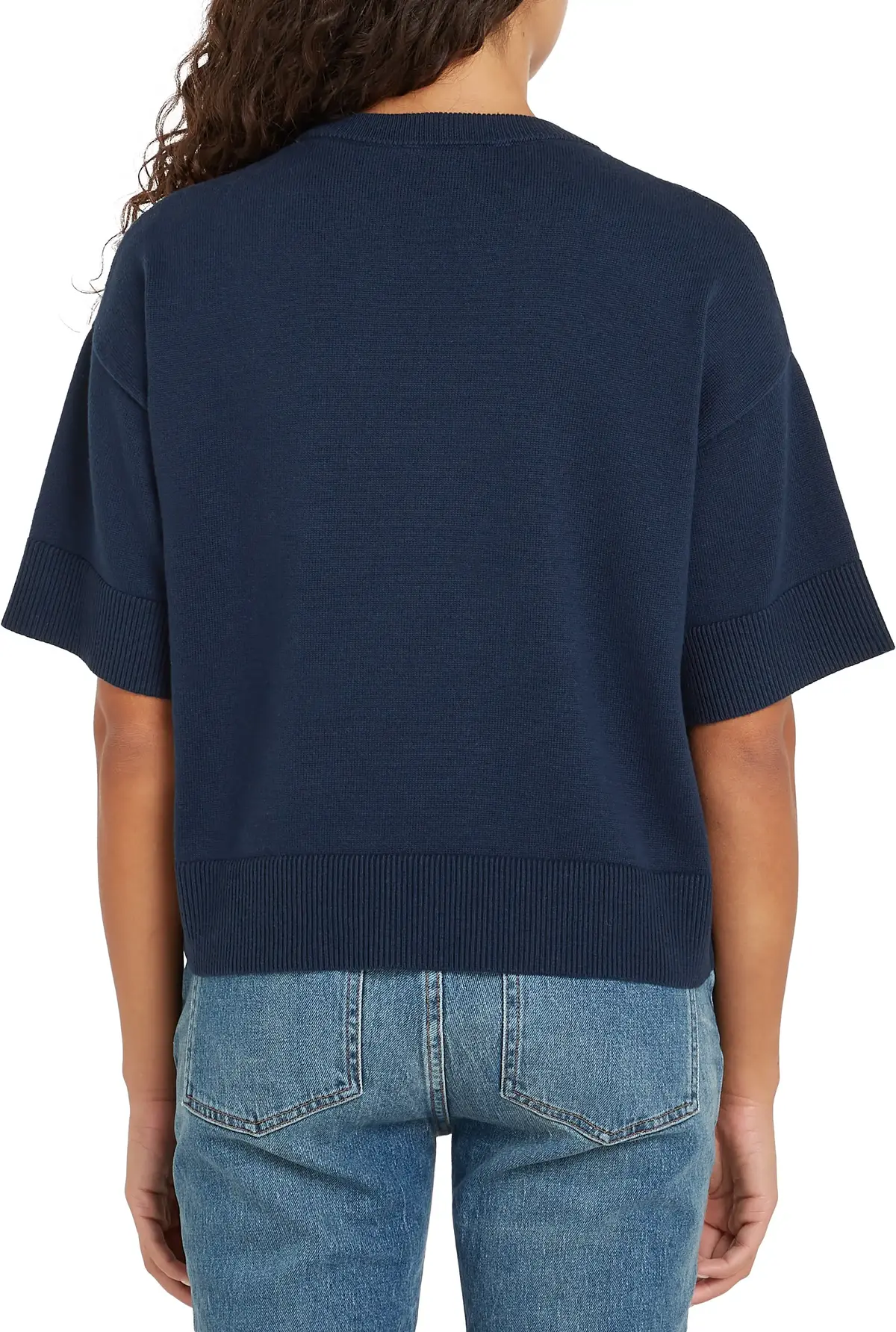 Tommy Hilfiger LOGO C-NECK CROPPED, C1G Lacivert Kadın T-Shirt & Polo