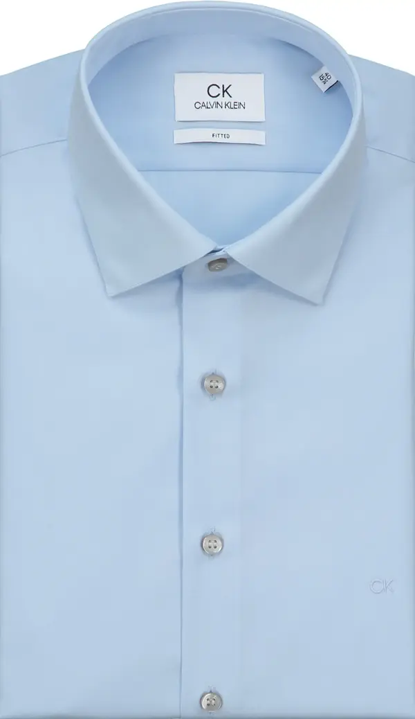 Calvin Klein POPLIN EASY IRON FIT Erkek Mavi Gömlek