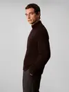 Calvin Klein LS FZ TEXTURE STITCH Kahverengi Erkek Fermuarlı Kazak