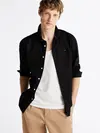 Tommy Hilfiger FLEX POPLIN KENT COL, BDS Siyah Erkek Gömlek