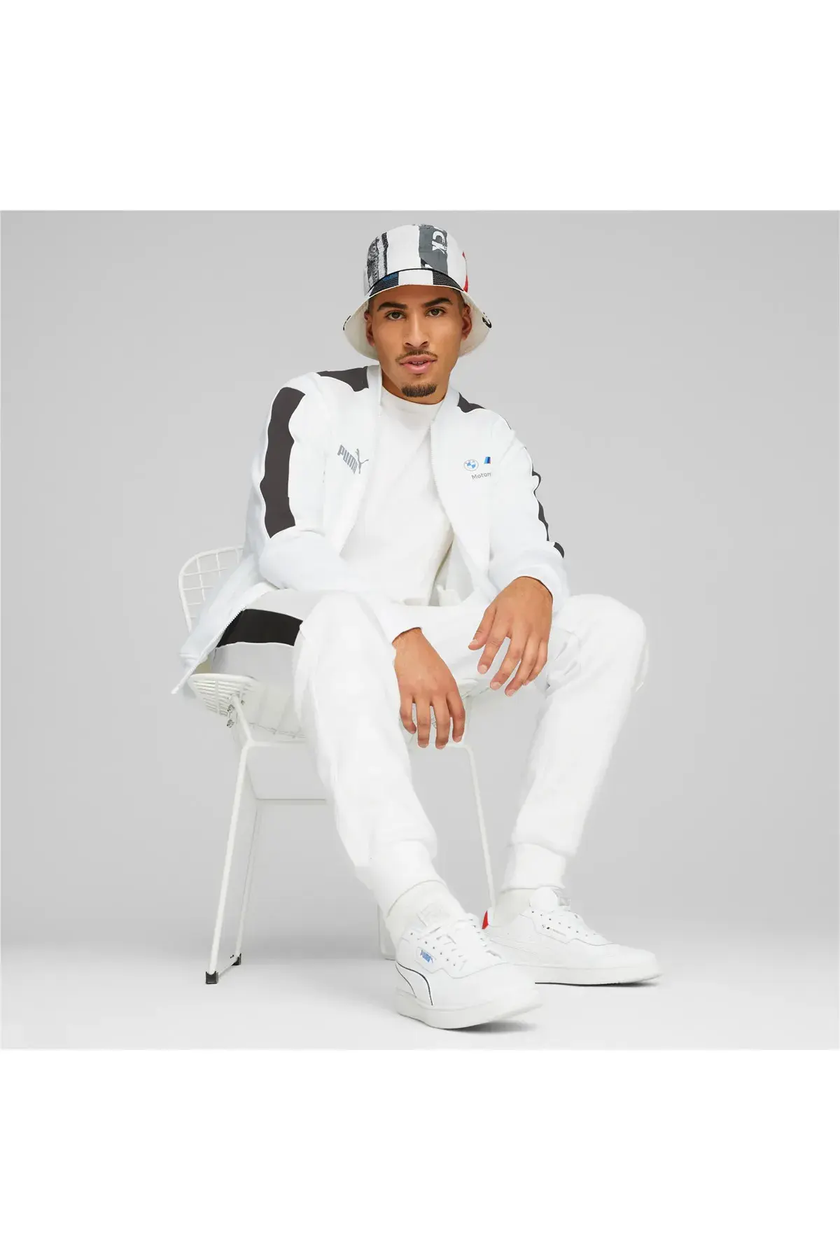 Puma BMW MMS MT7 Track Jacket Erkek Beyaz Fermuarlı Sweatshirt