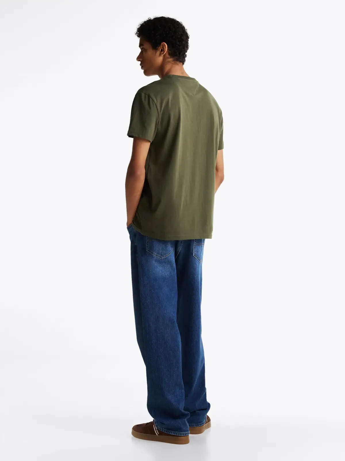 Tommy Hilfiger TJM REG LINEAR LOGO, M12 Yeşil Erkek T-Shirt & Polo