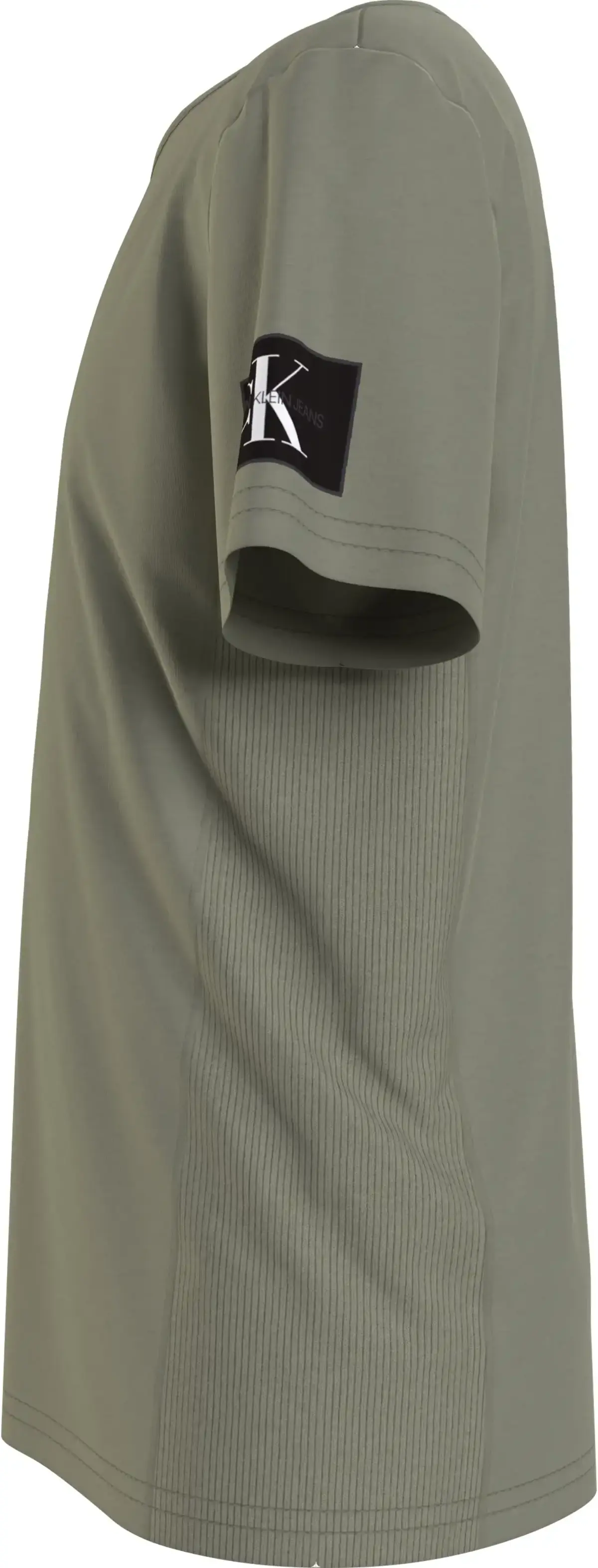 Calvin Klein BADGE RIB FITTED TOP Erkek Gri T-Shirt