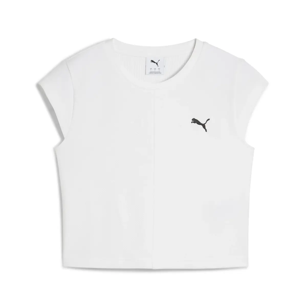 PUMA WARDROBE ESS Ribbed Baby Tee Beyaz Kadın Crop