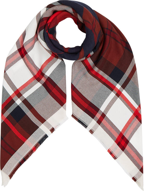 Tommy Hilfiger TOMMY CHECK LARGE SQ Kadın Kırmızı Atkı