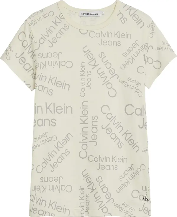 Calvin Klein STACKED LOGO AOP T-S Kadın Bej T-Shirt