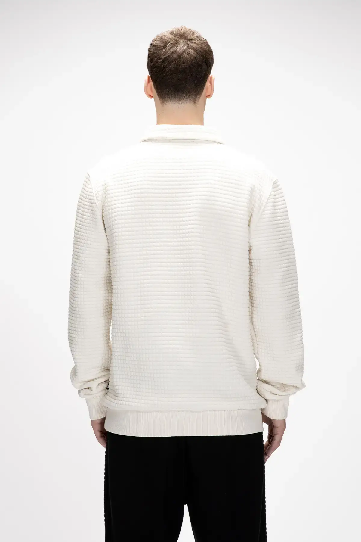 BAD BEAR DIEZ HALF ZIP Erkek Beyaz Fermuarlı Sweatshirt