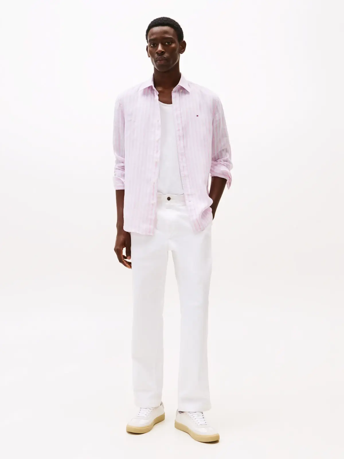 Tommy Hilfiger LINEN ESSENTIAL STRI, 0D1 Pembe Erkek Gömlek