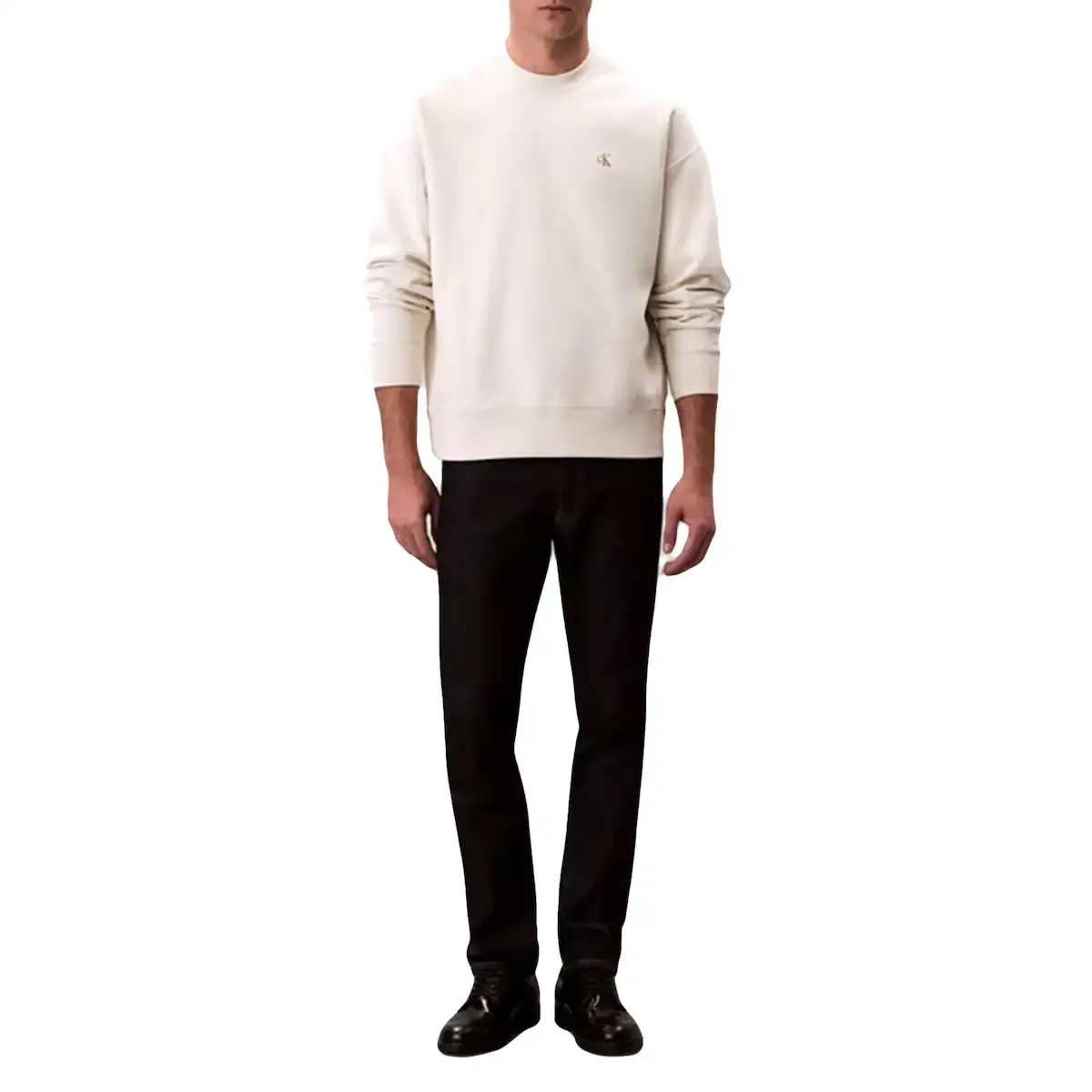 Calvin Klein PREMIUM TERRY MONOGRAM CN SWEATS Bej Erkek Sweatshirt