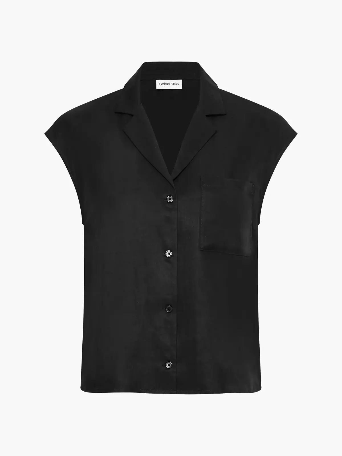Calvin Klein REFIBRA TENCEL SS PO Kadın Siyah Gömlek