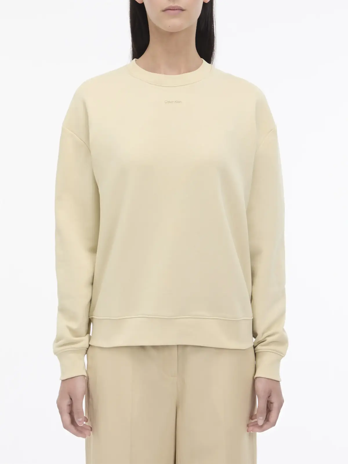 Calvin Klein NANO LOGO CREW NECK, PCH Bej Kadın Sweatshirt