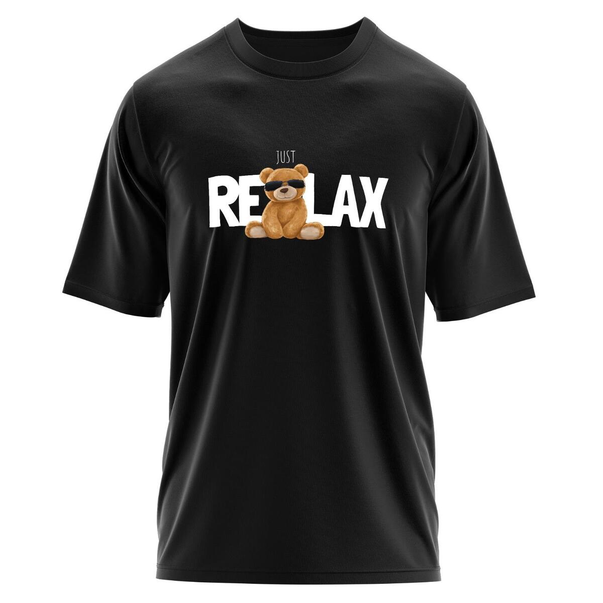 24-7 Just Relax Siyah Baskılı Erkek T-shirt