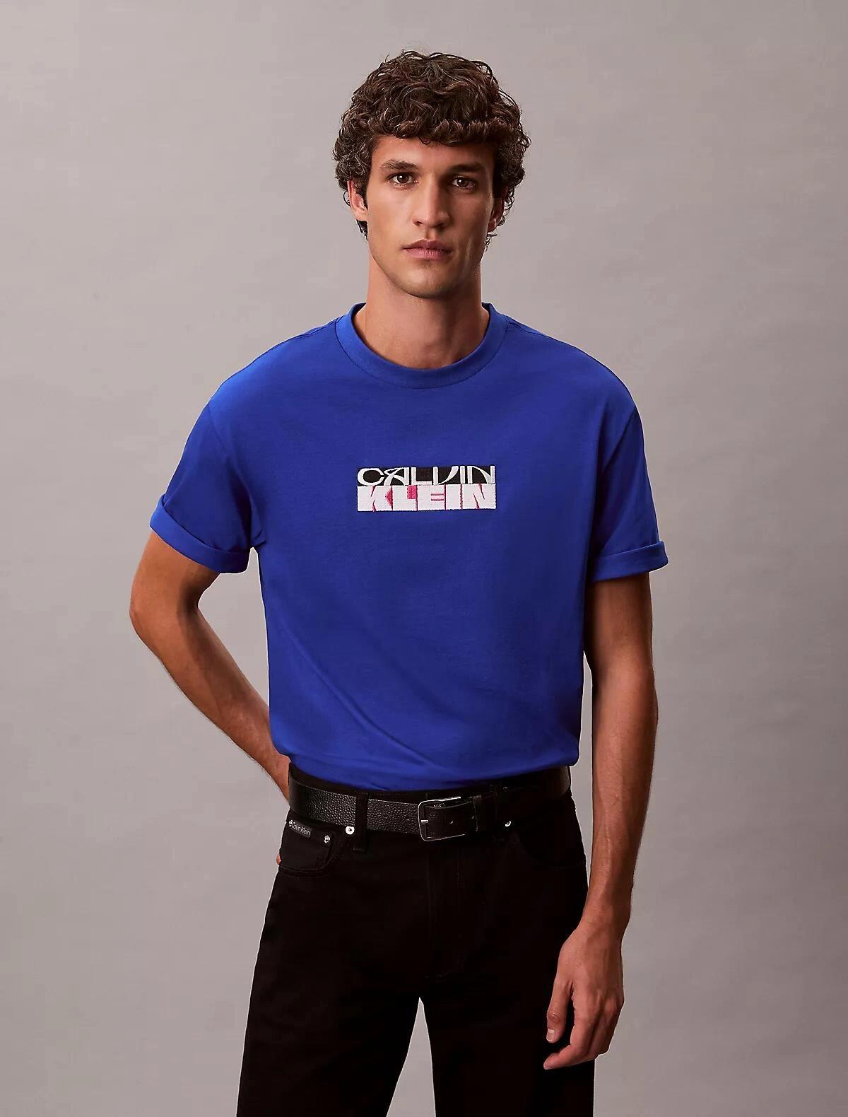 Calvin Klein SS 16S TC CALVIN Mavi Erkek Tişört
