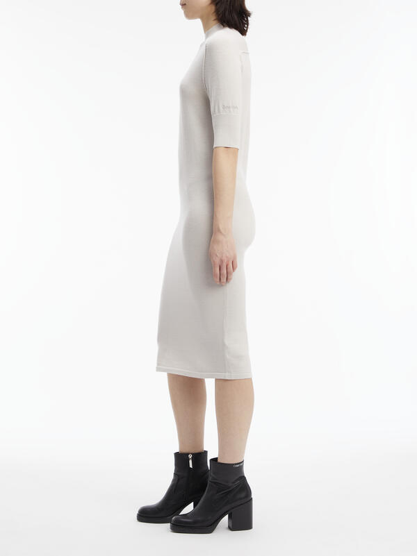 Calvin Klein EXTRA FINE WOOL 1/2 Kadın Krem Elbise
