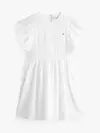 Tommy Hilfiger TEXTURED COTTON DRES, YBR Beyaz Kız Çocuk Elbise-Etek