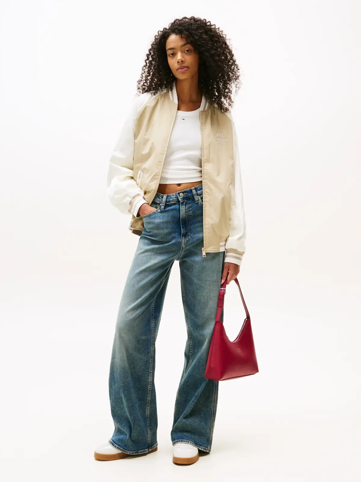 Tommy Hilfiger TJW SOUVENIR BOMBER Krem Kadın Bomber Ceket