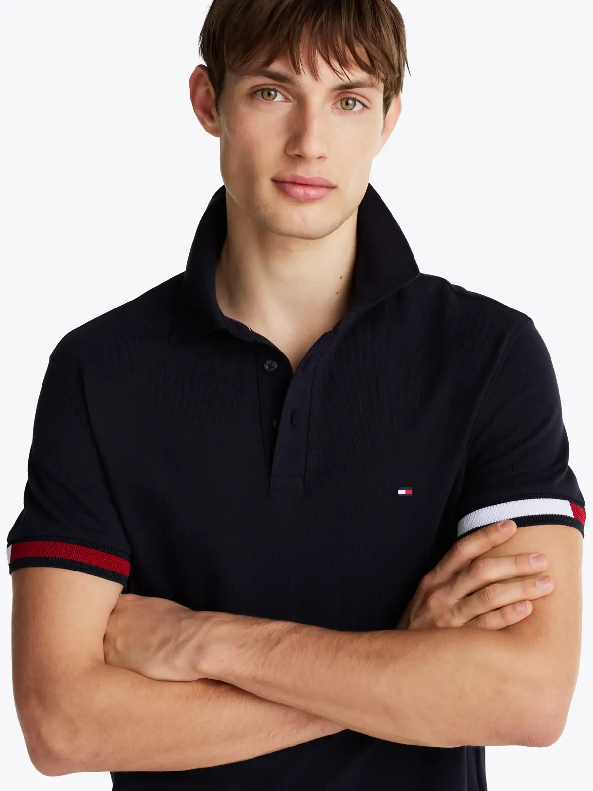 Tommy Hilfiger FLAG CUFF SLIM POLO, DW5 Siyah Erkek T-Shirt & Polo